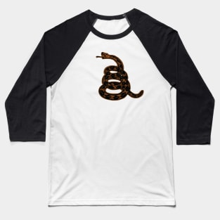 Brown Distressed 80s Retro Forestry Gadsden Snake Baseball T-Shirt